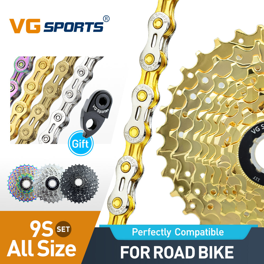 9 Speed Bicycle Steel Cassette And Chain Road Bike Set – VG sports