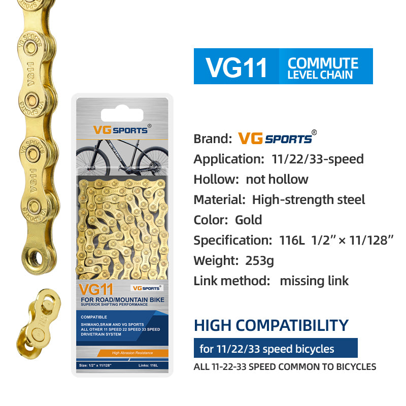 VG Sports Gold 8/9/10/11 Speed Bicycle Chain