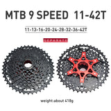 VG Sports MTB 9-Speed Aluminum Bracket Lightweight Bicycle Cassette