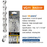 Cadena de bicicleta VG Sports Silver 8/9/10/11/12 velocidades