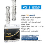 VG Sports Solid 8/9/10/11/12 Speed Bicycle Chain
